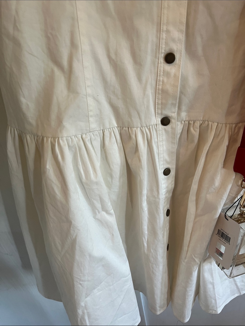 NWT adorable gameday White snap front Puff Sleeve Dress by Avara sz XL - Picture 5 of 6